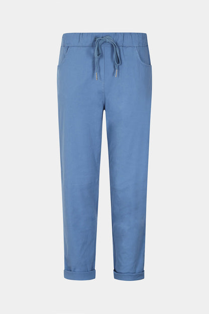 Cotton Straight Tie Waist Trousers