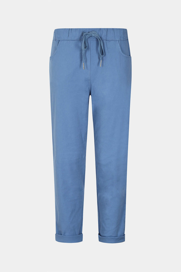 Cotton Straight Tie Waist Trousers