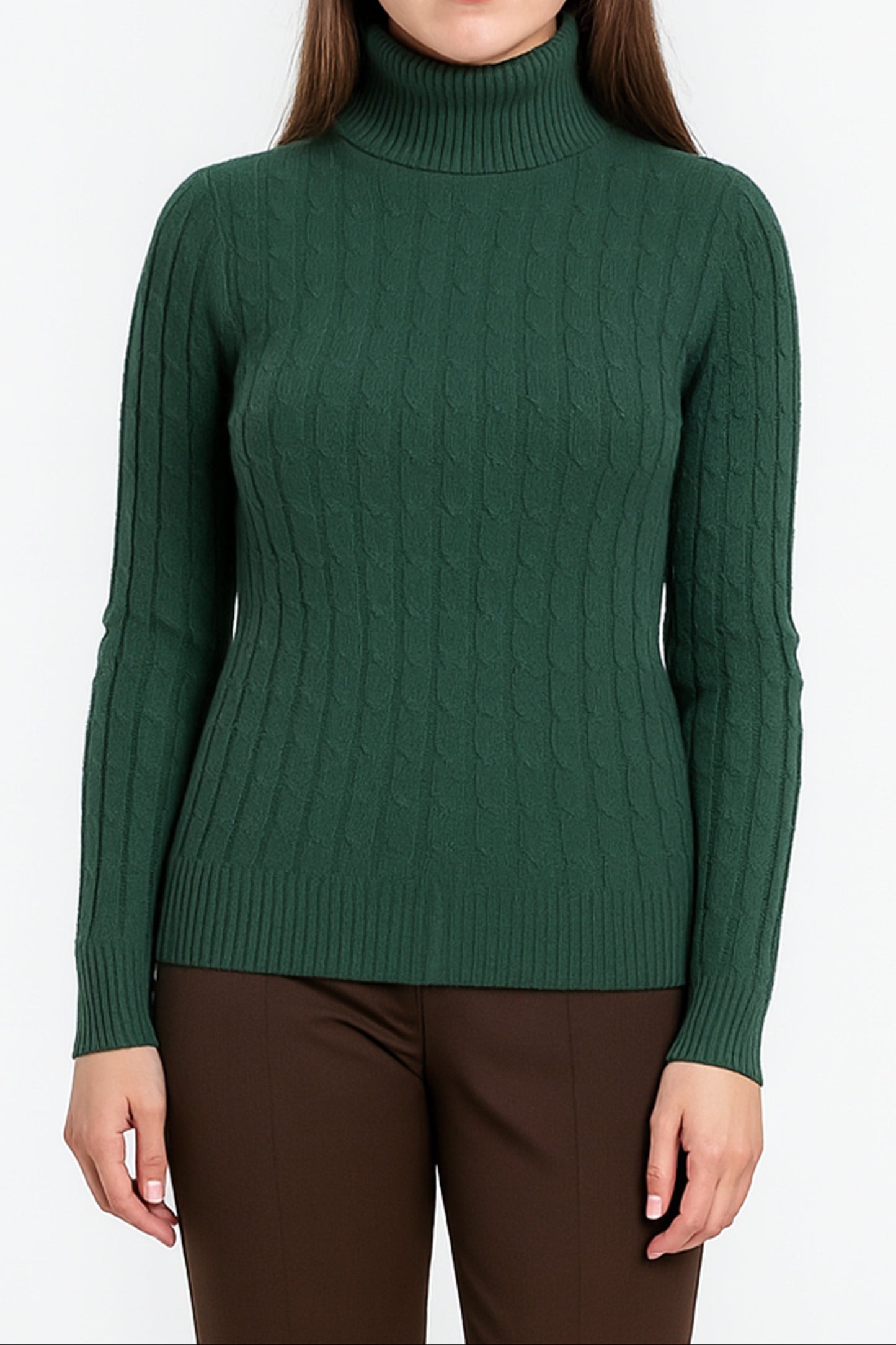 Fine Cable Roll Neck Jumper