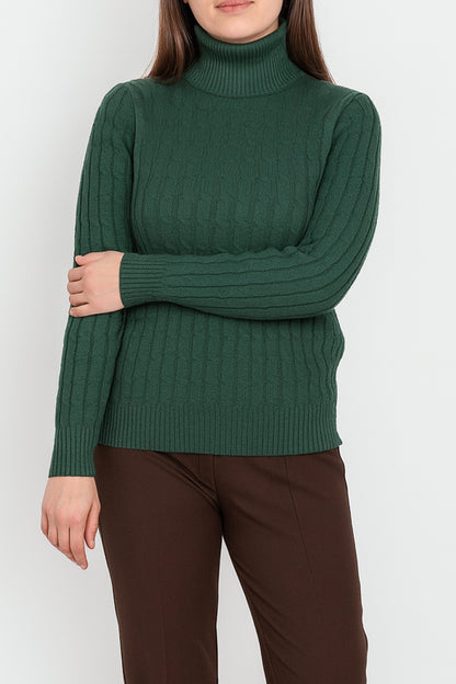 Fine Cable Roll Neck Jumper