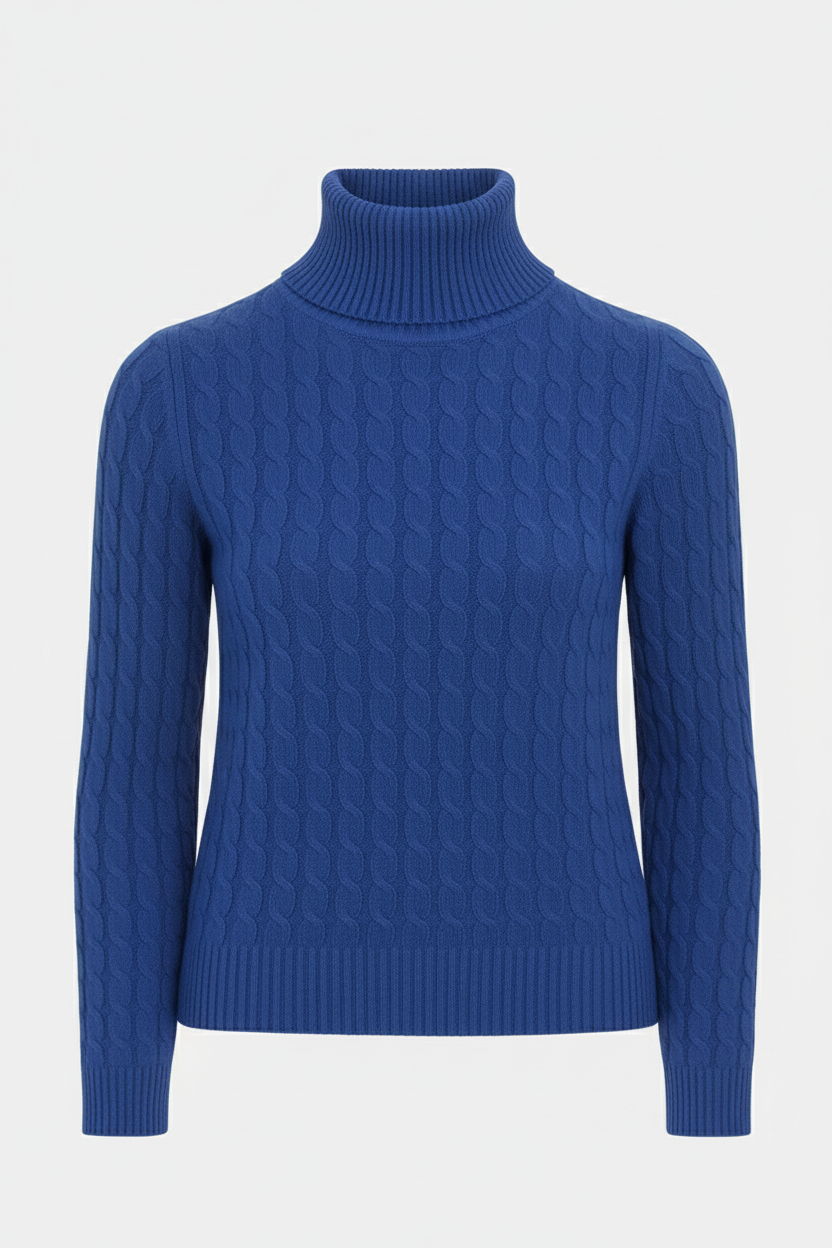 Fine Cable Roll Neck Jumper