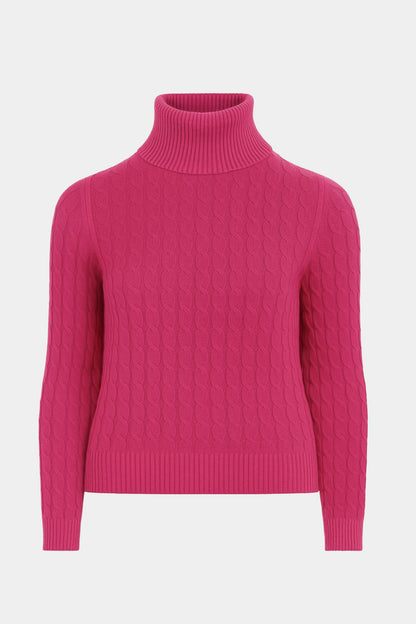 Fine Cable Roll Neck Jumper