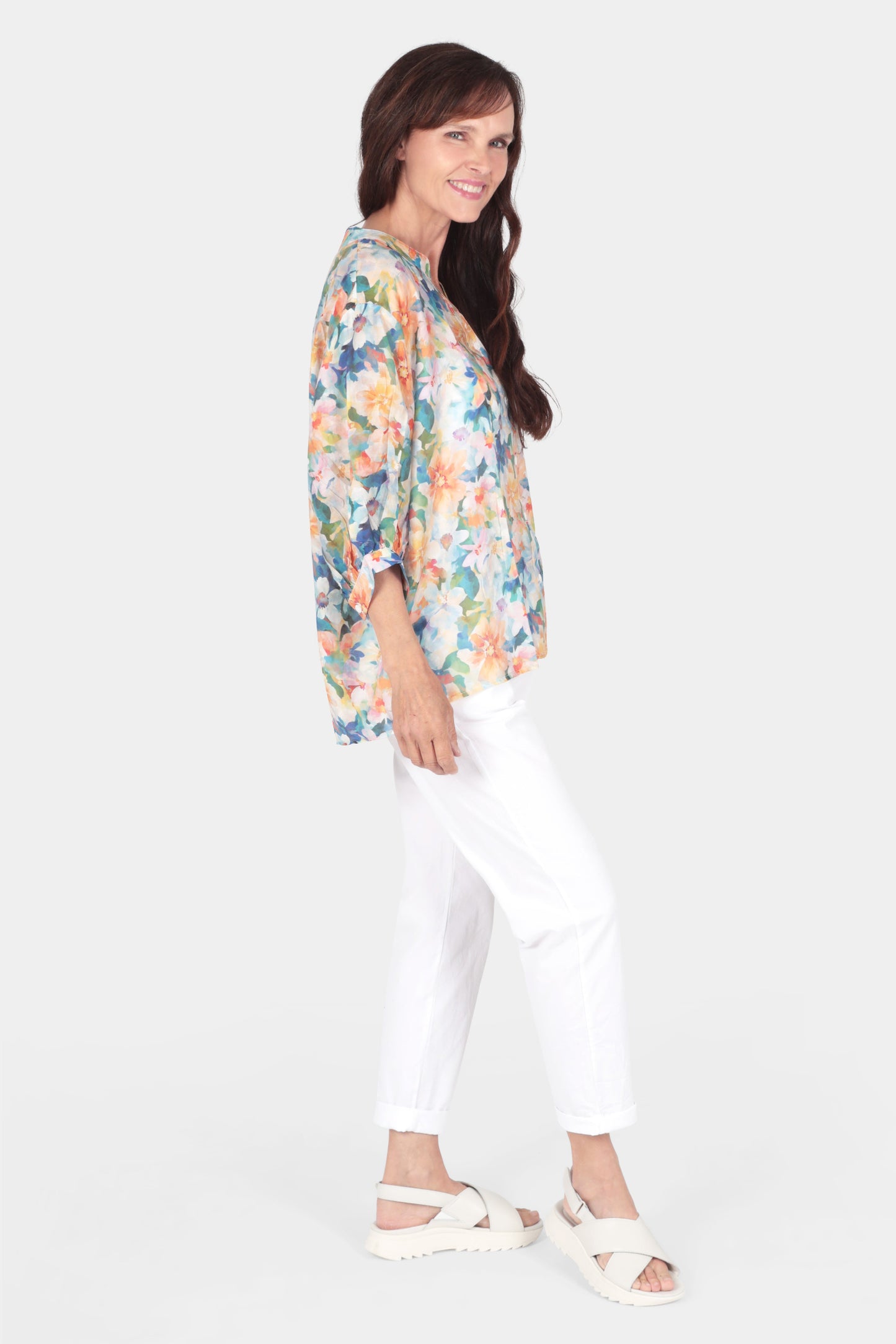 Button Back Printed Blouse