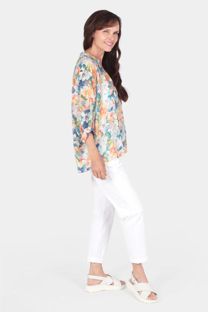 Button Back Printed Blouse