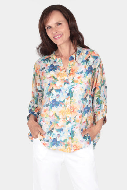 Button Back Printed Blouse