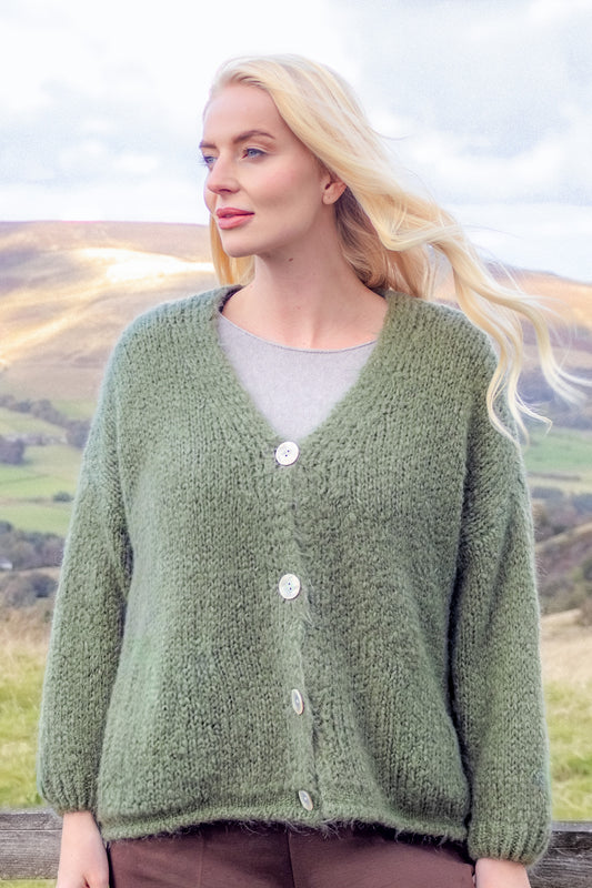 Fluffy V-Neck Alpaca Oversize Cardigan