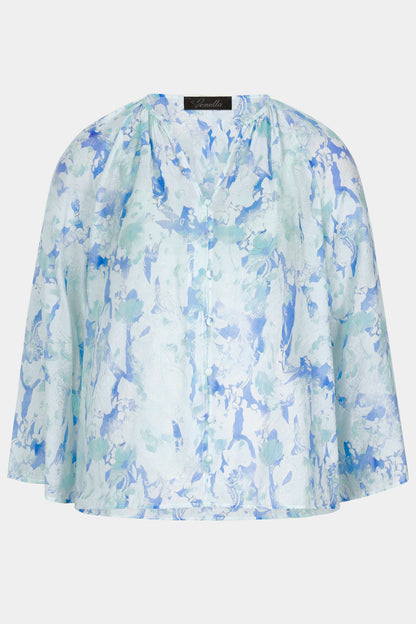 Tie-Dye Flute Sleeve Print Blouse
