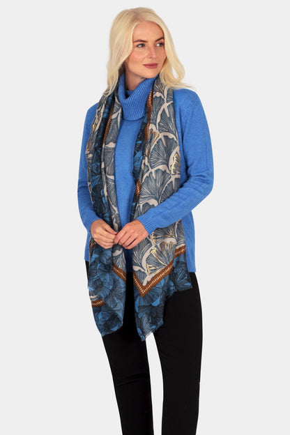 L8028 Gingko Leaf Print Scarf
