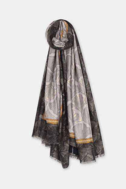 L8028 Gingko Leaf Print Scarf