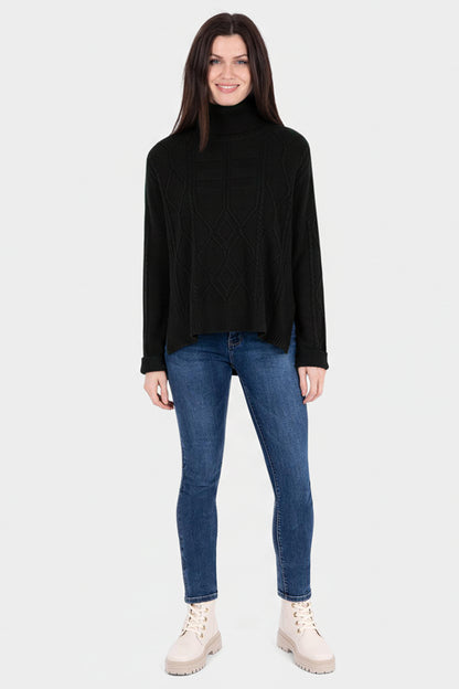 Honeycomb Roll Neck Jumper