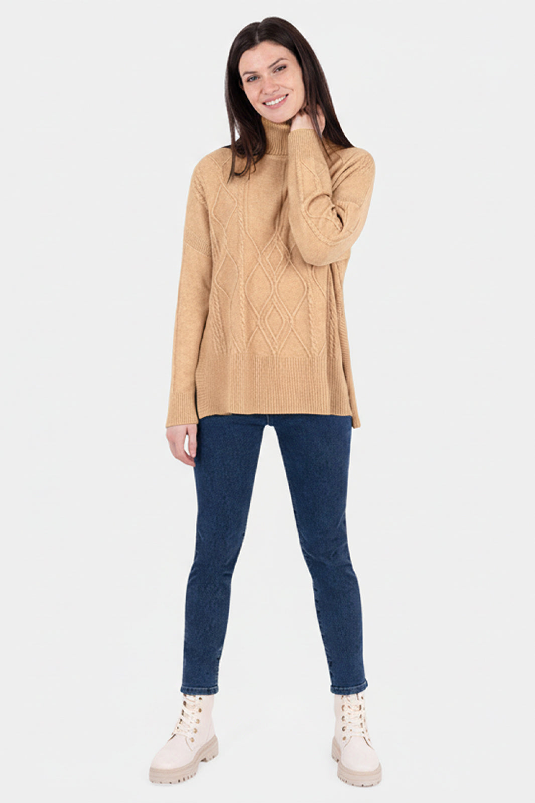 Honeycomb Roll Neck Jumper