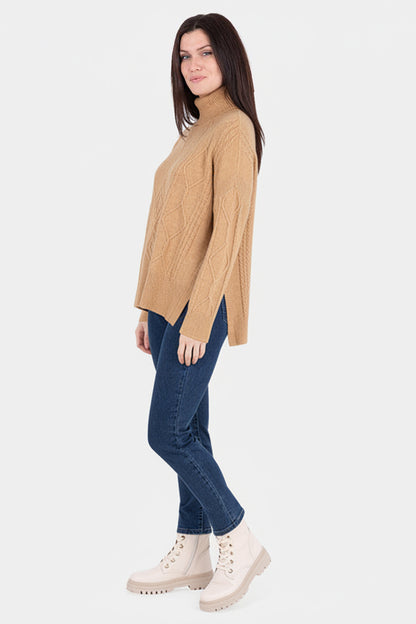 Honeycomb Roll Neck Jumper