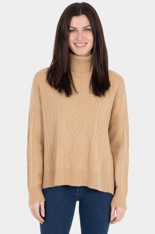 Honeycomb Roll Neck Jumper