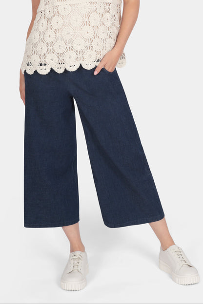 Denim Wide Leg Crop Trousers