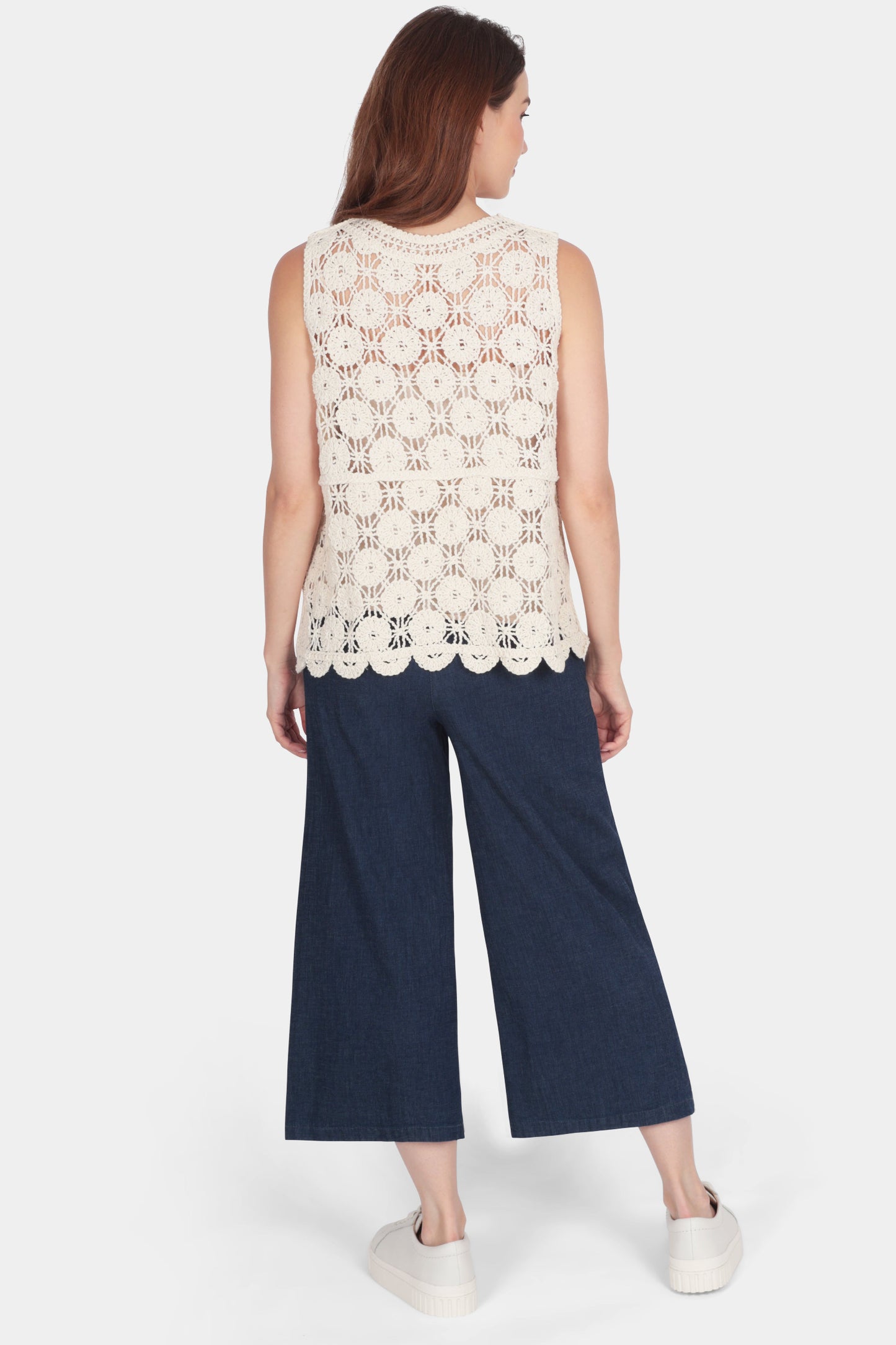 Denim Wide Leg Crop Trousers