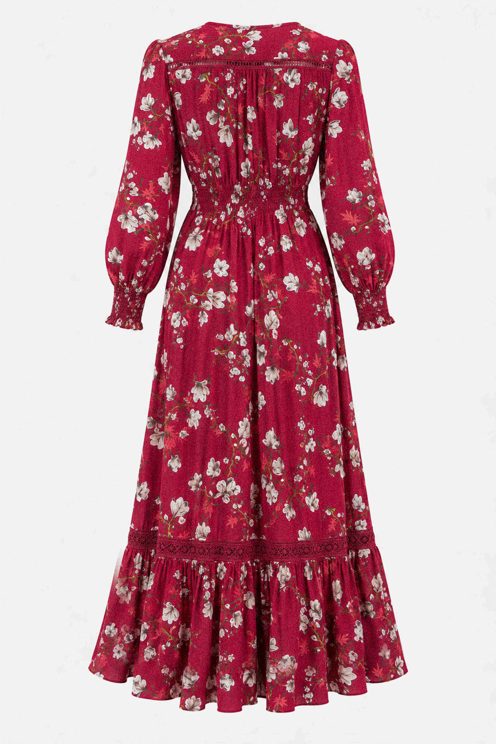 V Neck Lace Trim Maxi Dress