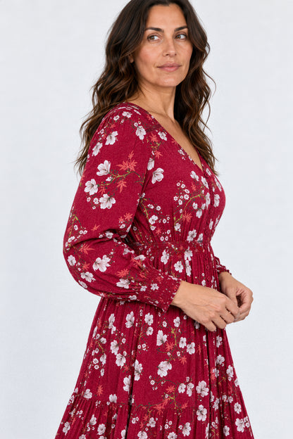 V Neck Lace Trim Maxi Dress