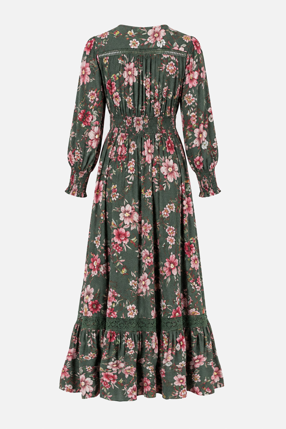 V Neck Lace Trim Maxi Dress