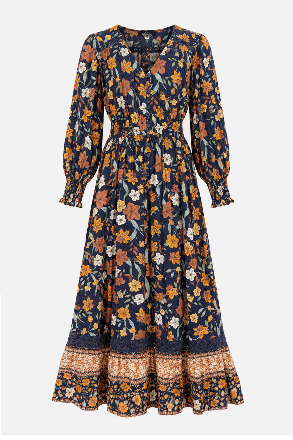 V Neck Lace Trim Maxi Dress