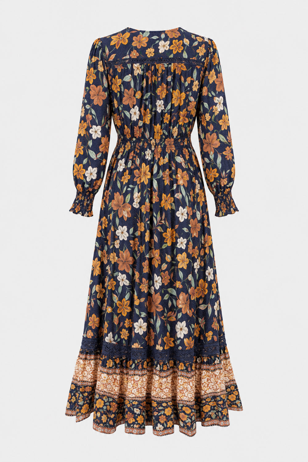 V Neck Lace Trim Maxi Dress