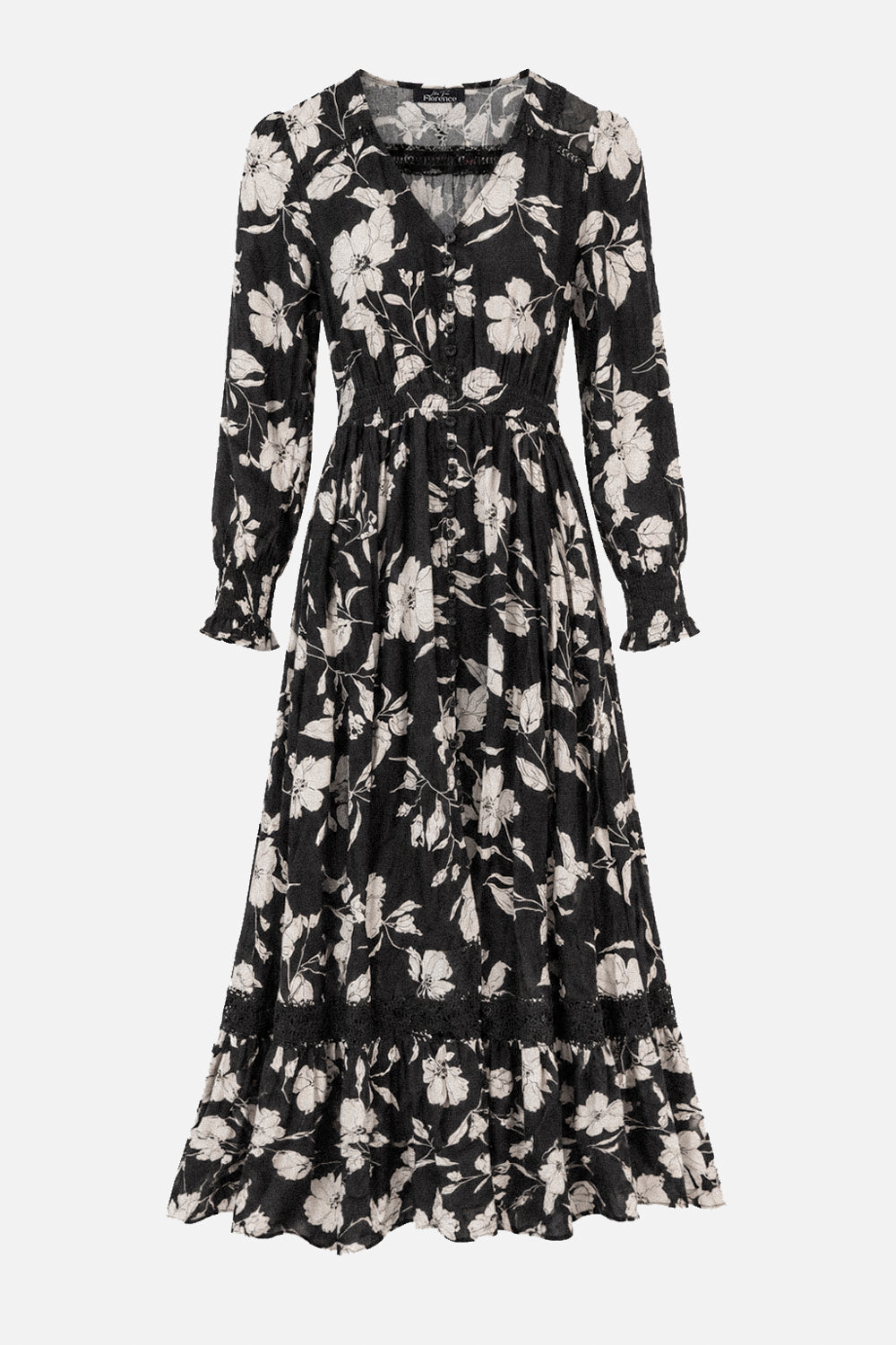 V Neck Lace Trim Maxi Dress