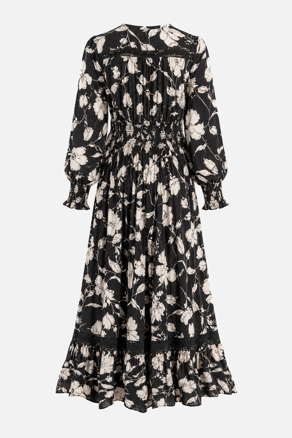 V Neck Lace Trim Maxi Dress