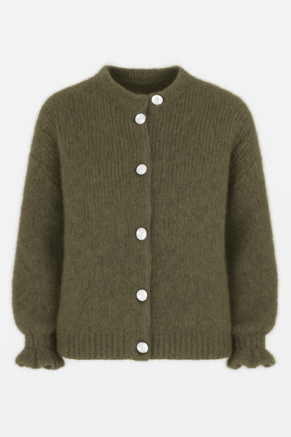 Fluffy Alpaca Frill Cuff Cardigan