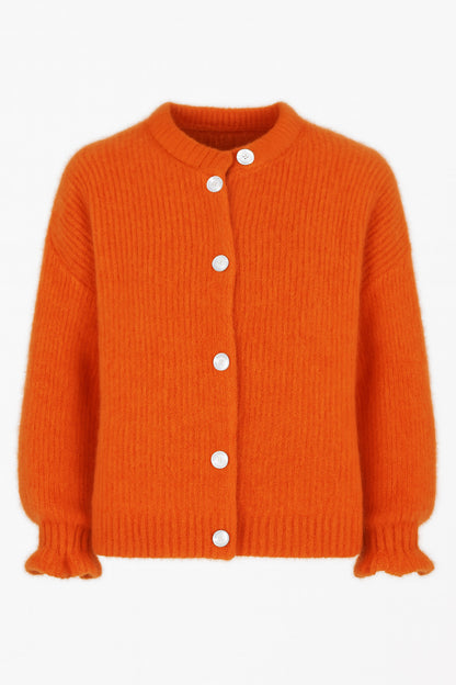 Fluffy Alpaca Frill Cuff Cardigan