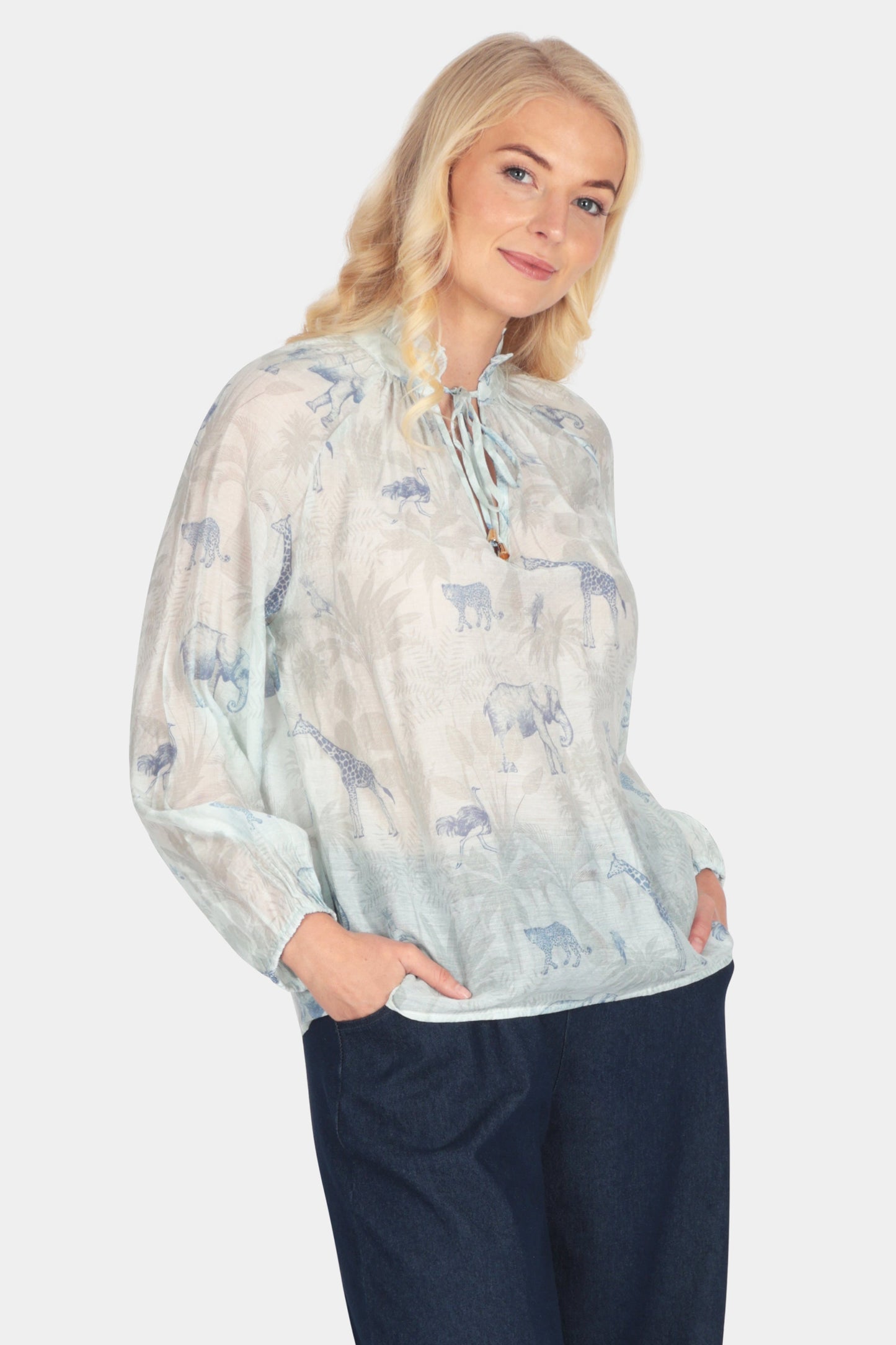 Fauna Frill Tie Neck Blouse