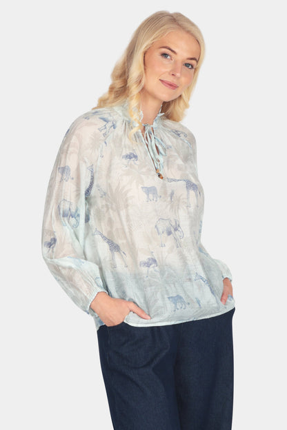 Fauna Frill Tie Neck Blouse