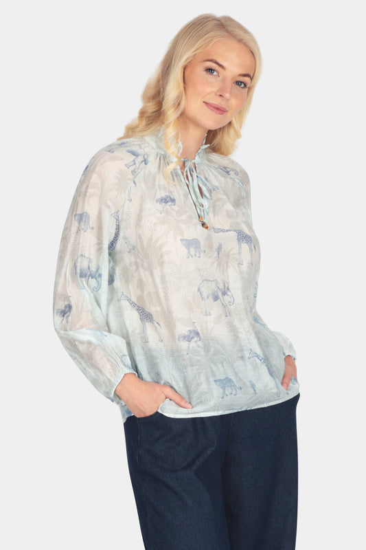 Fauna Frill Tie Neck Blouse