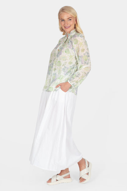 Marine Frill Tie Neck Blouse