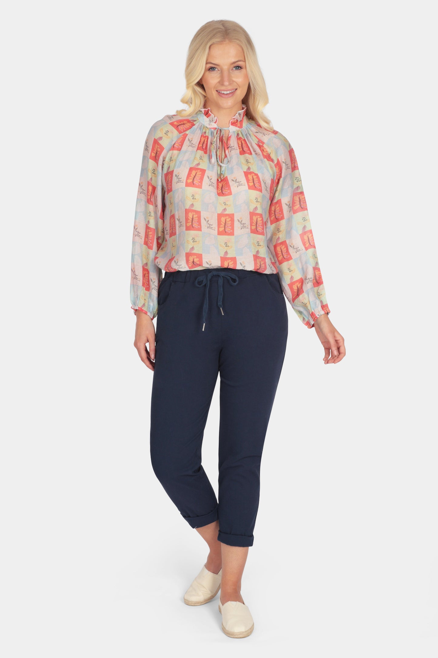 Tempo Frill Tie Neck Blouse