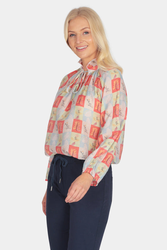 Tempo Frill Tie Neck Blouse