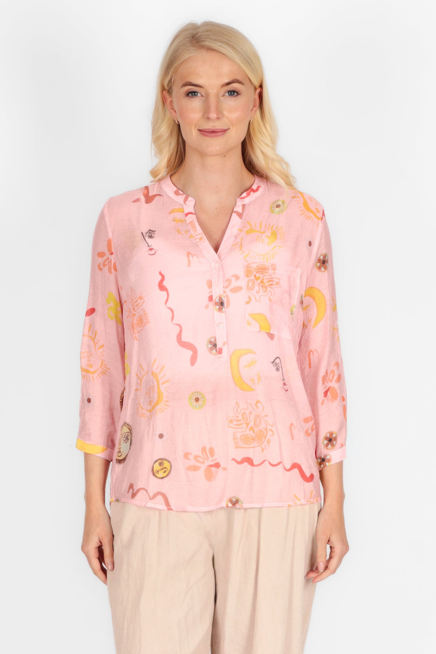 Oracle Grandad Collar Blouse
