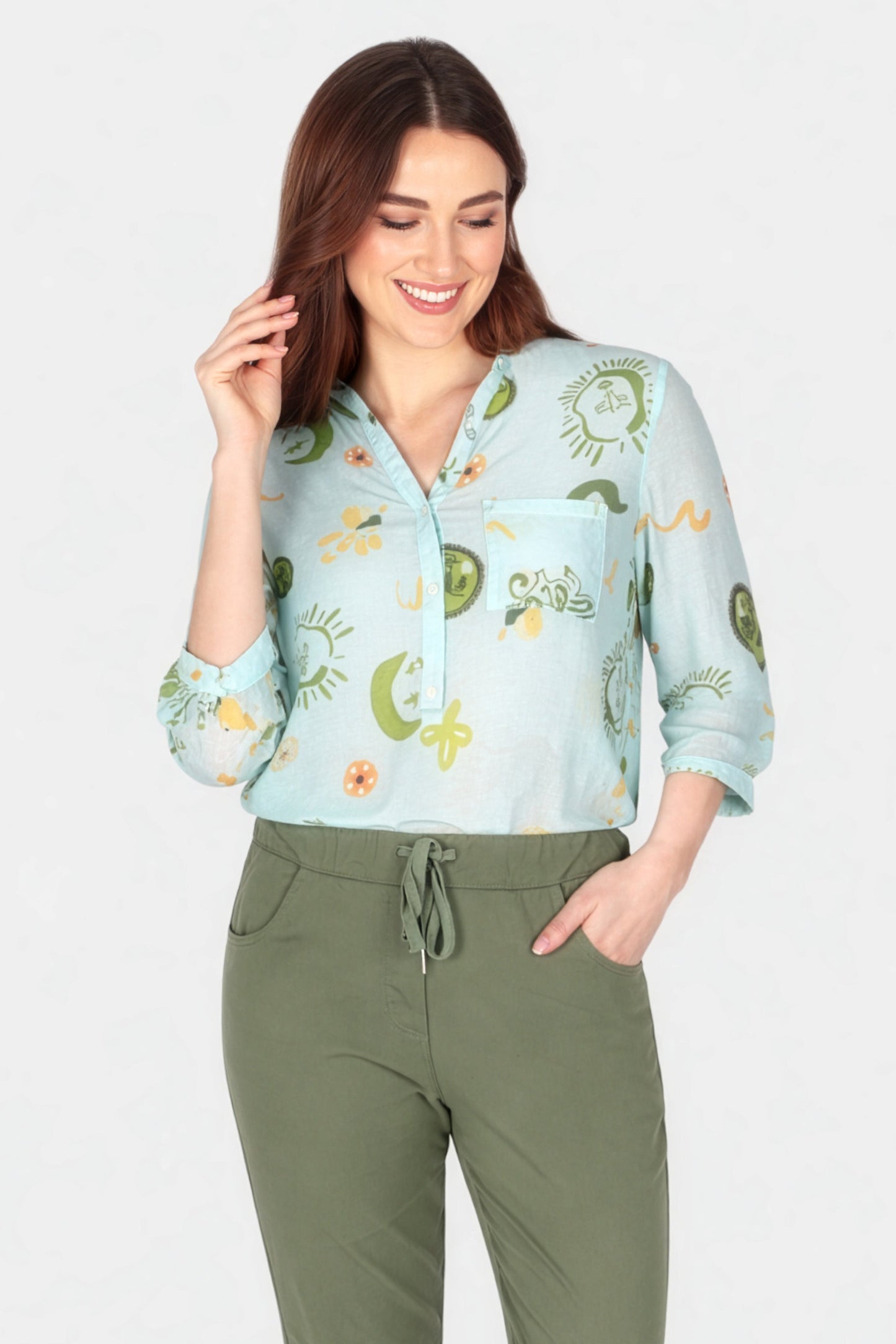 Oracle Grandad Collar Blouse