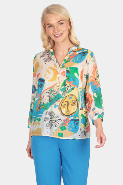 Talisman Grandad Collar Blouse