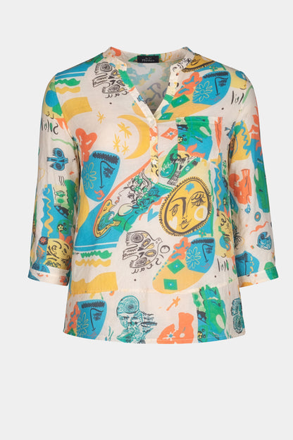 Talisman Grandad Collar Blouse