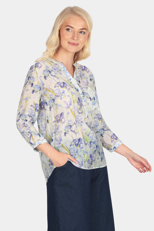 Heirloom Flora Grandad Collar Blouse