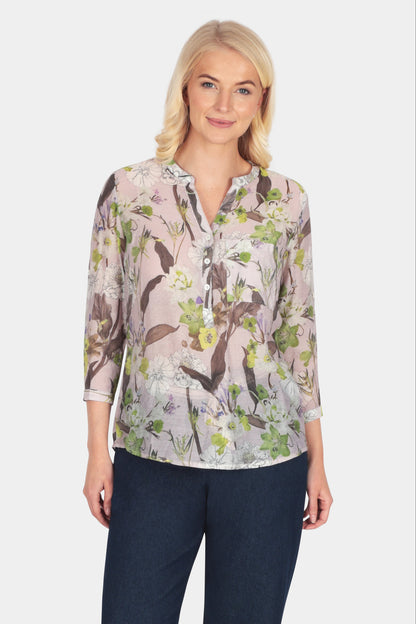 Heirloom Flora Grandad Collar Blouse