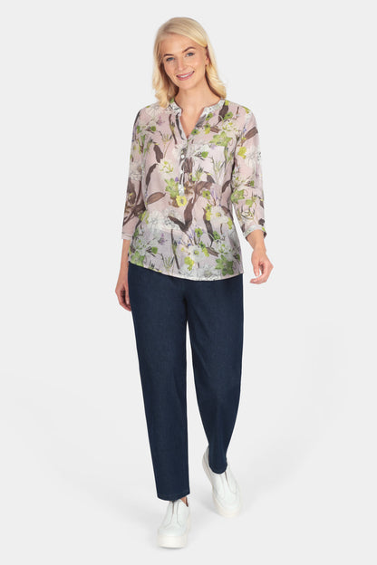 Heirloom Flora Grandad Collar Blouse
