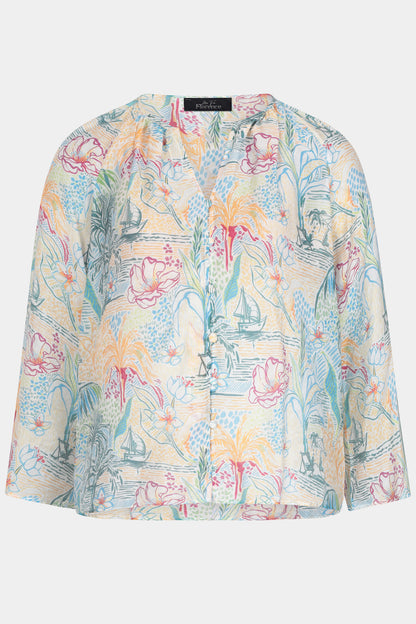 Island Sketch Flute Sleeve Blouse