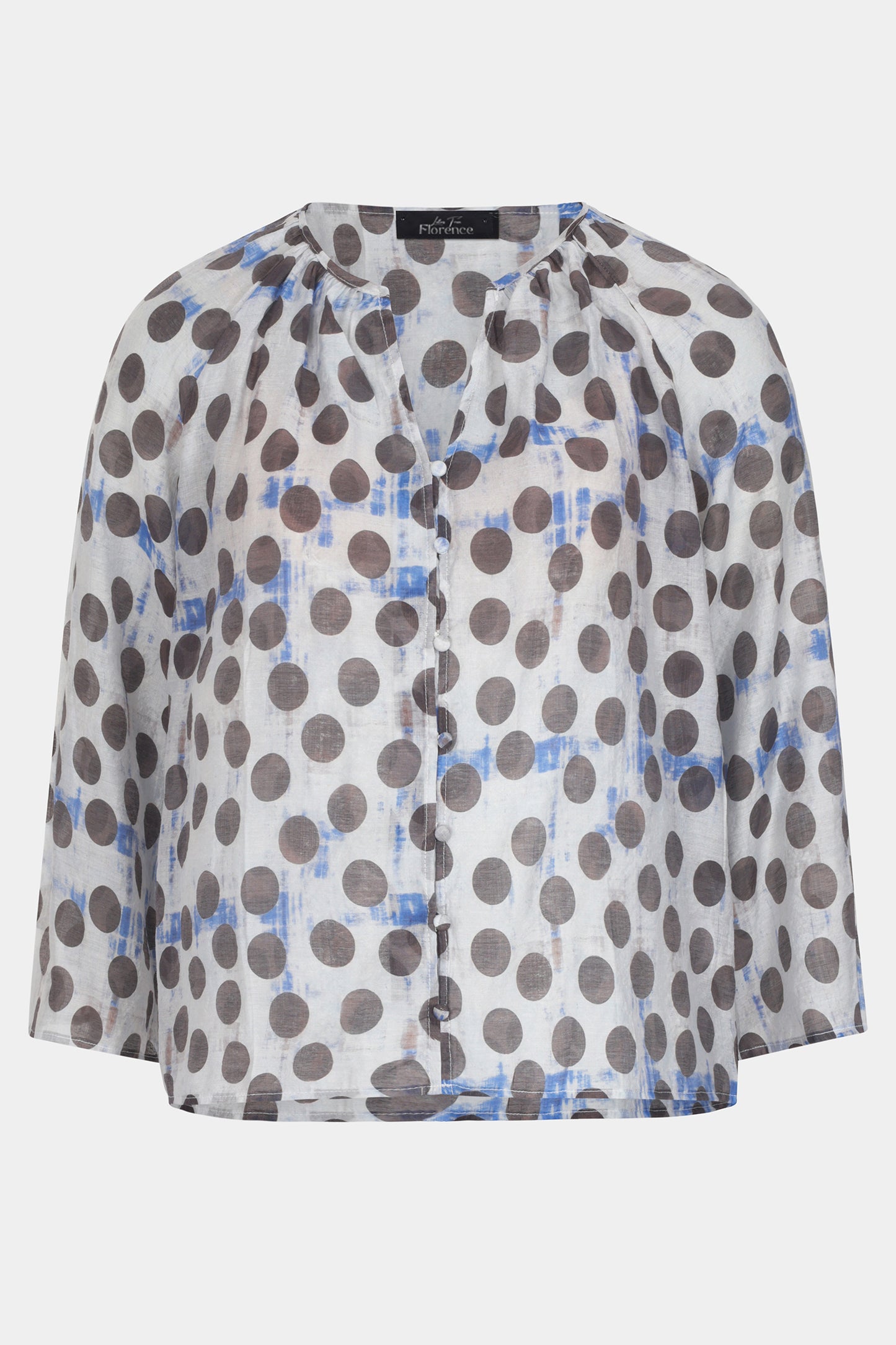 Polka Dot Flute Sleeve Blouse