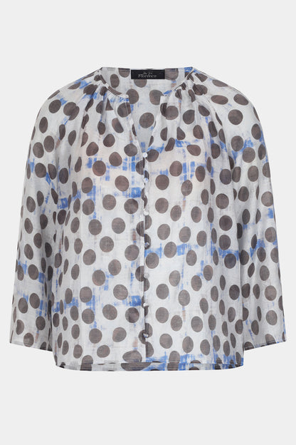 Polka Dot Flute Sleeve Blouse