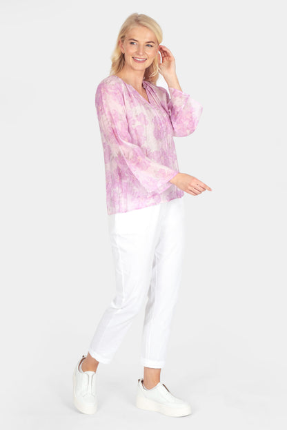 Tie-Dye Flute Sleeve Blouse