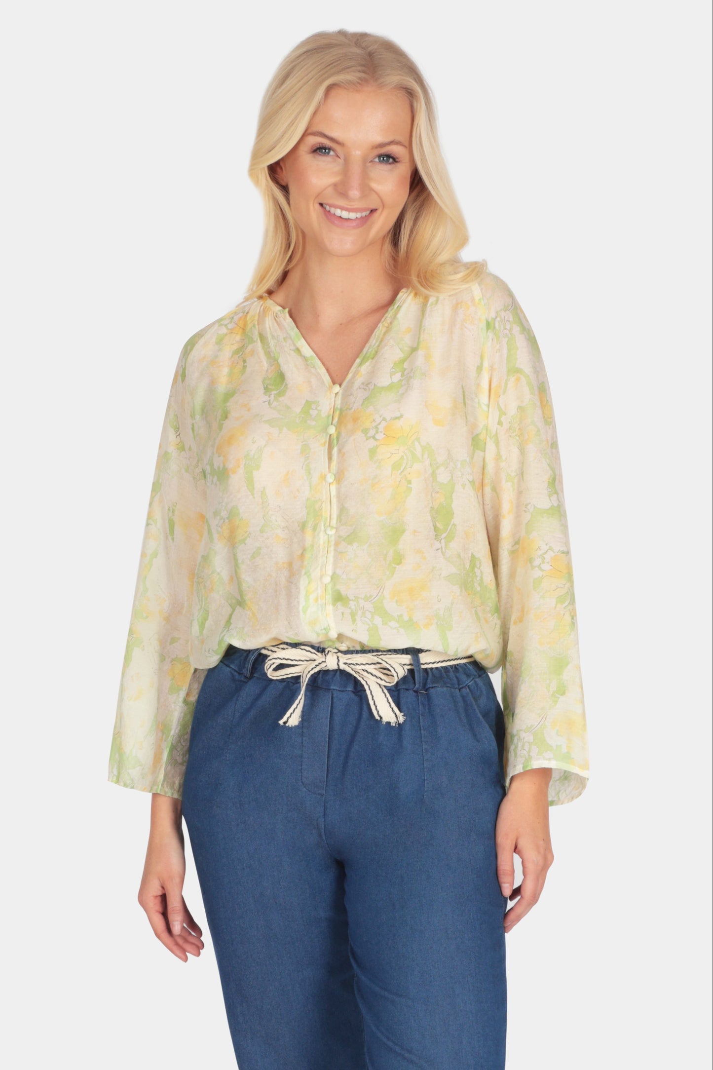 Tie-Dye Flute Sleeve Blouse