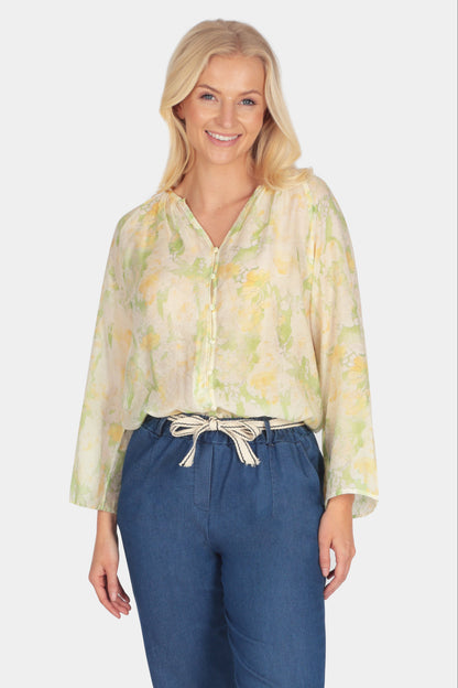 Tie-Dye Flute Sleeve Blouse