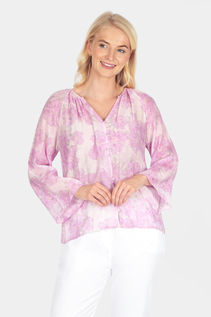 Tie-Dye Flute Sleeve Blouse