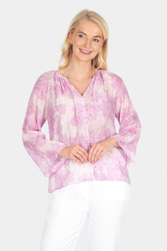 Tie-Dye Flute Sleeve Blouse