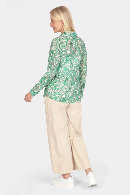 Leaf Sketch Button Up Collar Shirt